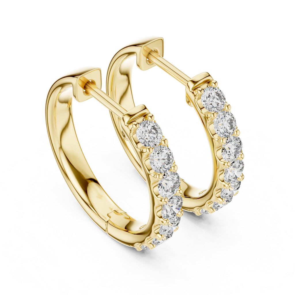 Round Moissanite Eternity Hoop Earrings – 925 Sterling Silver, 18K Gold Vermeil