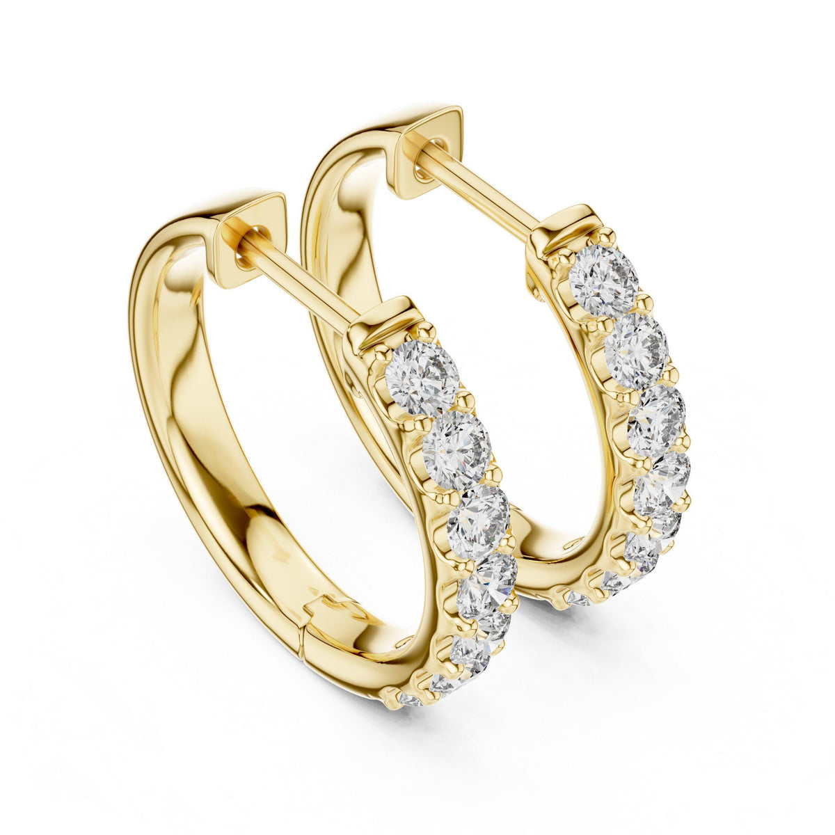 Round Moissanite Eternity Hoop Earrings – 925 Sterling Silver, 18K Gold Vermeil