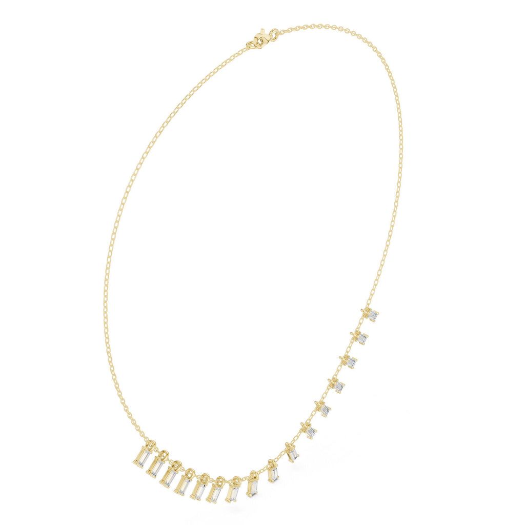 Baguette Moissanite Fringe Necklace – 925 Sterling Silver, 18K Gold Vermeil