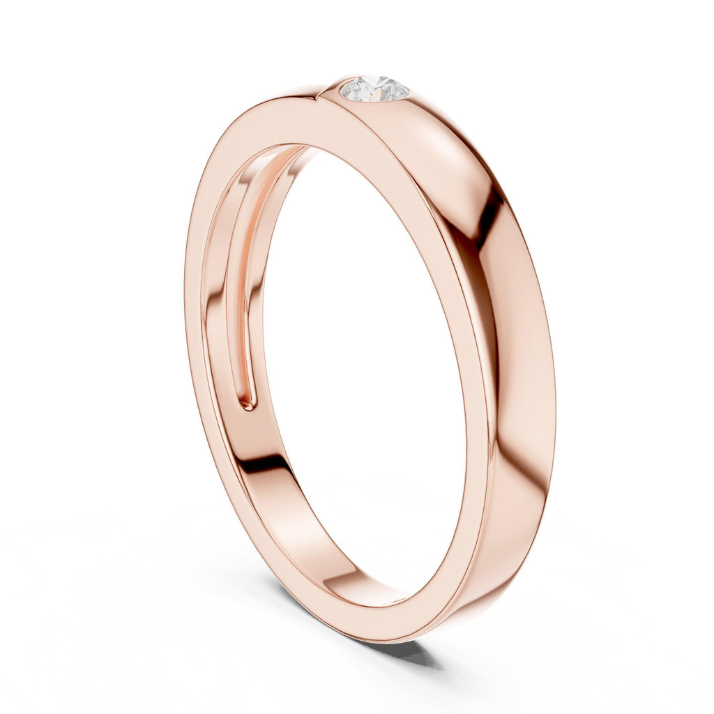 Men's Slim Moissanite Band with Round Accent Stone – 925 Sterling Silver, 18K Gold Vermeil
