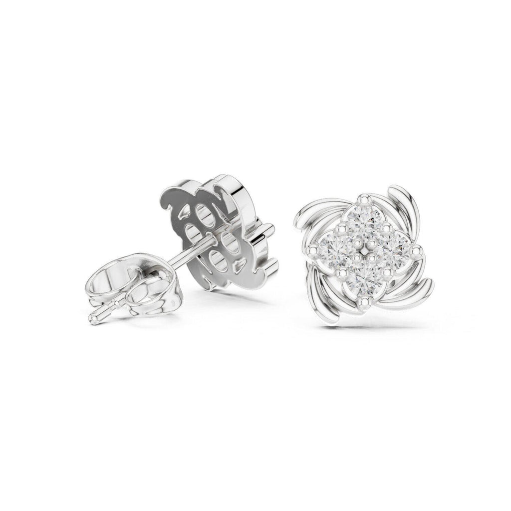Moissanite Cluster Pinwheel Stud Earrings – 925 Sterling Silver, 18K Gold Vermeil