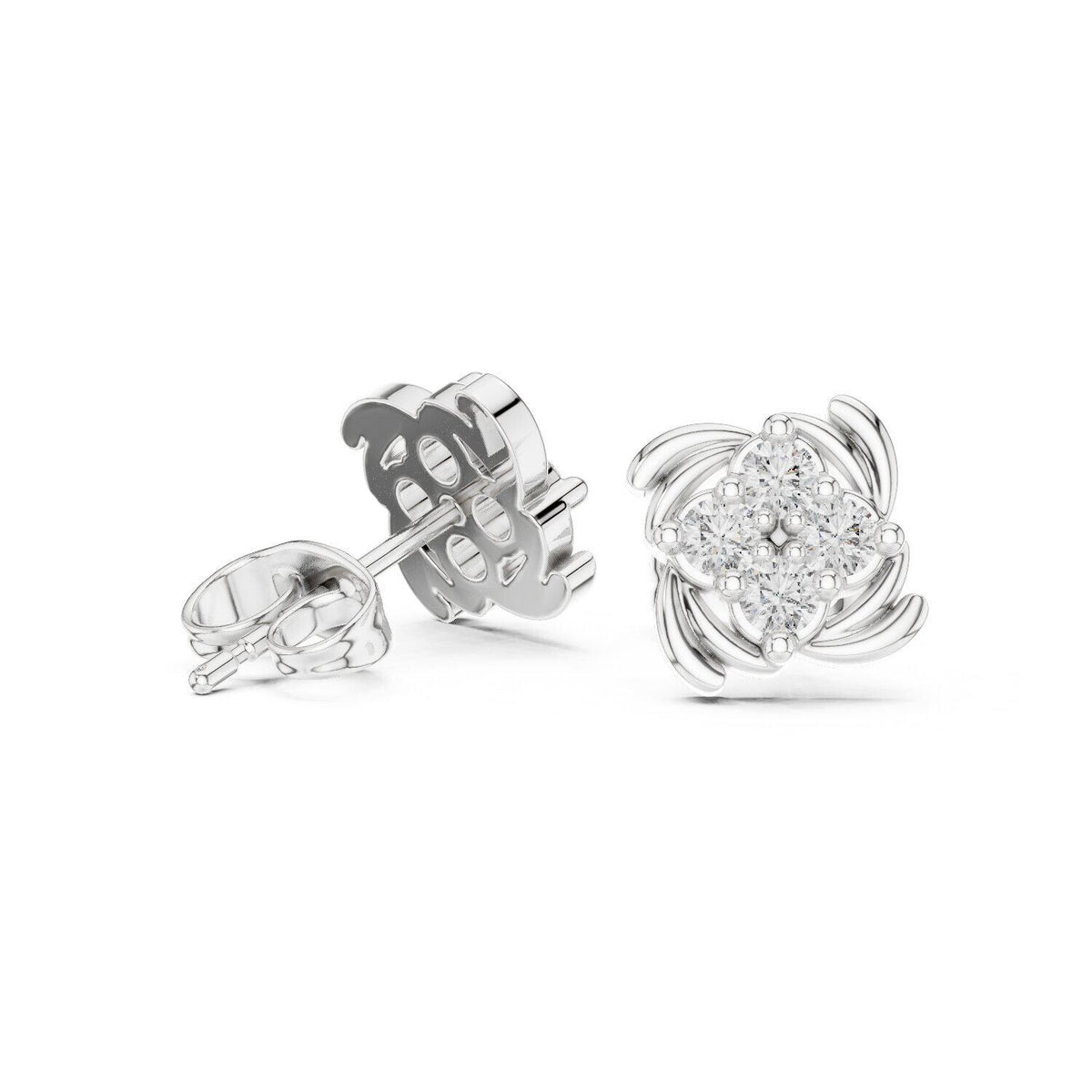 Moissanite Cluster Pinwheel Stud Earrings – 925 Sterling Silver, 18K Gold Vermeil