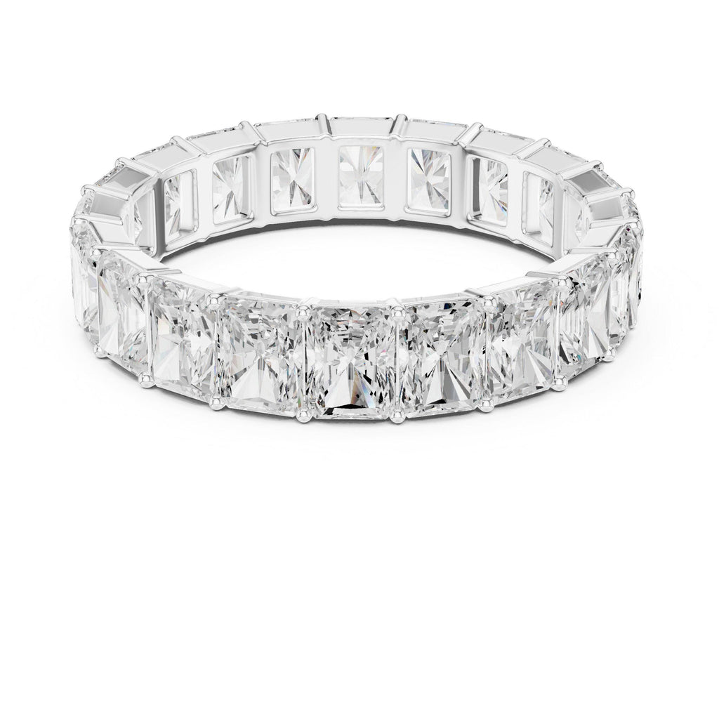 Men's Emerald-Cut Moissanite Eternity Band – 925 Sterling Silver, 18K Gold Vermeil