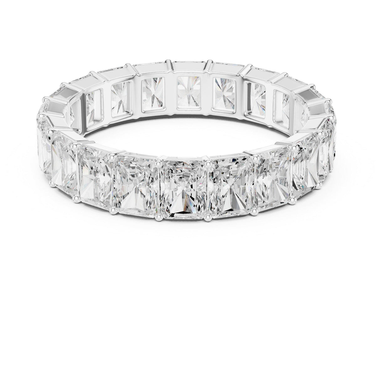 Men's Emerald-Cut Moissanite Eternity Band – 925 Sterling Silver, 18K Gold Vermeil