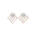Moissanite Open Square Geometric Stud Earrings – 925 Sterling Silver, 18K Gold Vermeil