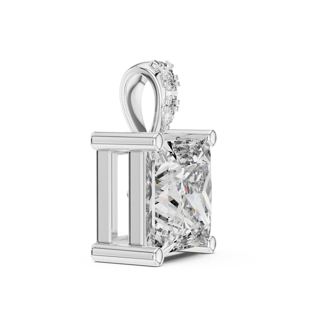 7mm Princess Moissanite Solitaire Pendant Necklace – 925 Sterling Silver, 18K Gold Vermeil