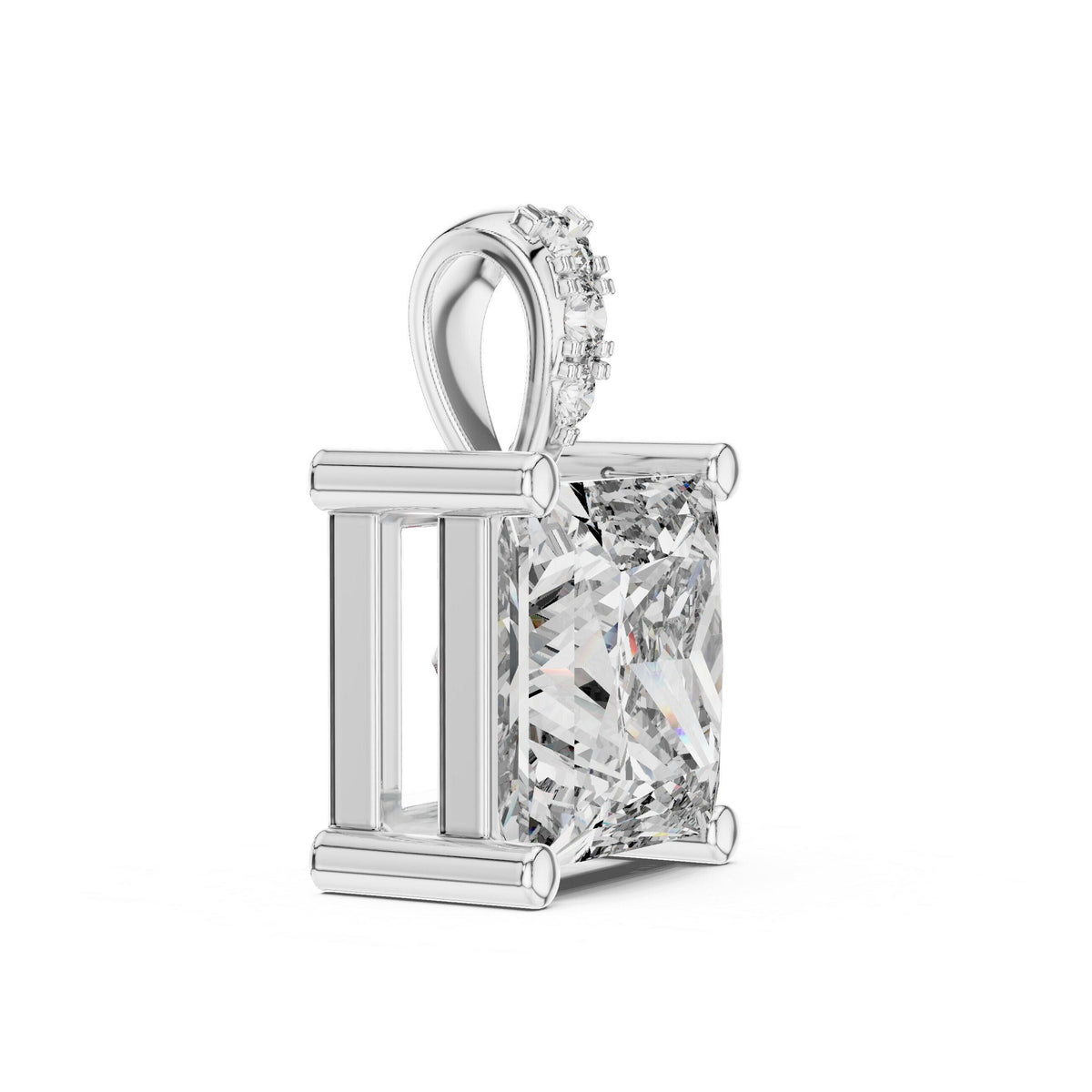 7mm Princess Moissanite Solitaire Pendant Necklace – 925 Sterling Silver, 18K Gold Vermeil