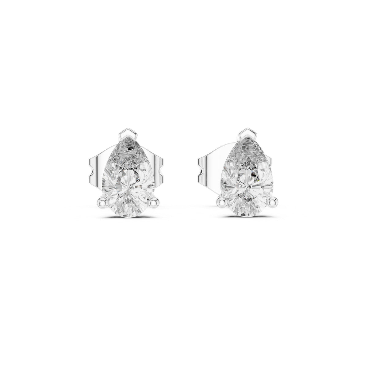 Pear Moissanite Solitaire Stud Earrings – 925 Sterling Silver, 18K Gold Vermeil