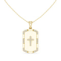 Moissanite Cross Dog Tag Necklace – 925 Sterling Silver, 18K Gold Vermeil