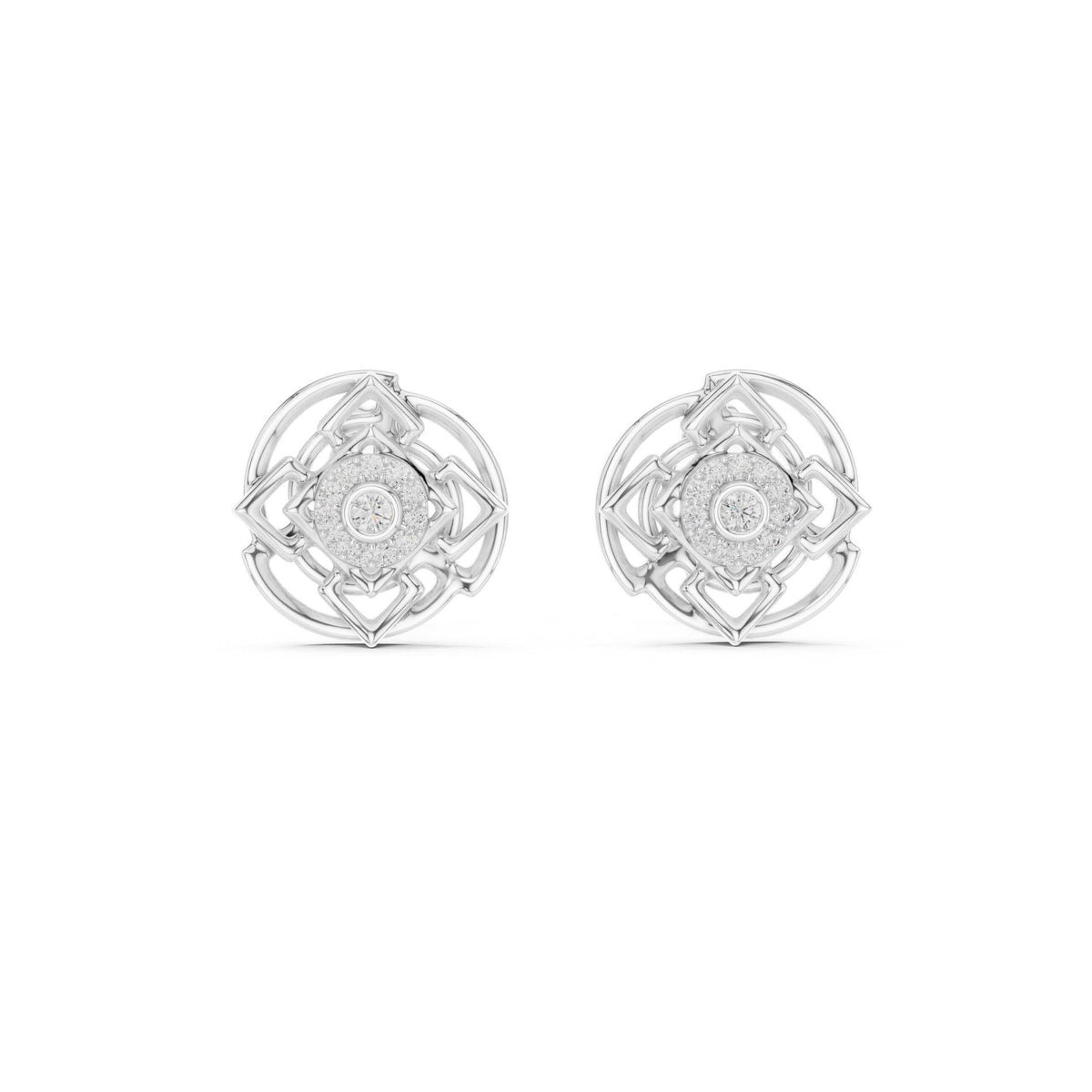 Moissanite Halo Rosette Stud Earrings – 925 Sterling Silver, 18K Gold Vermeil