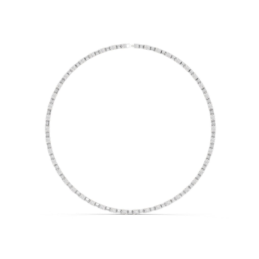 Mixed-Cut Moissanite Tennis Necklace – 925 Sterling Silver, 18K Gold Vermeil