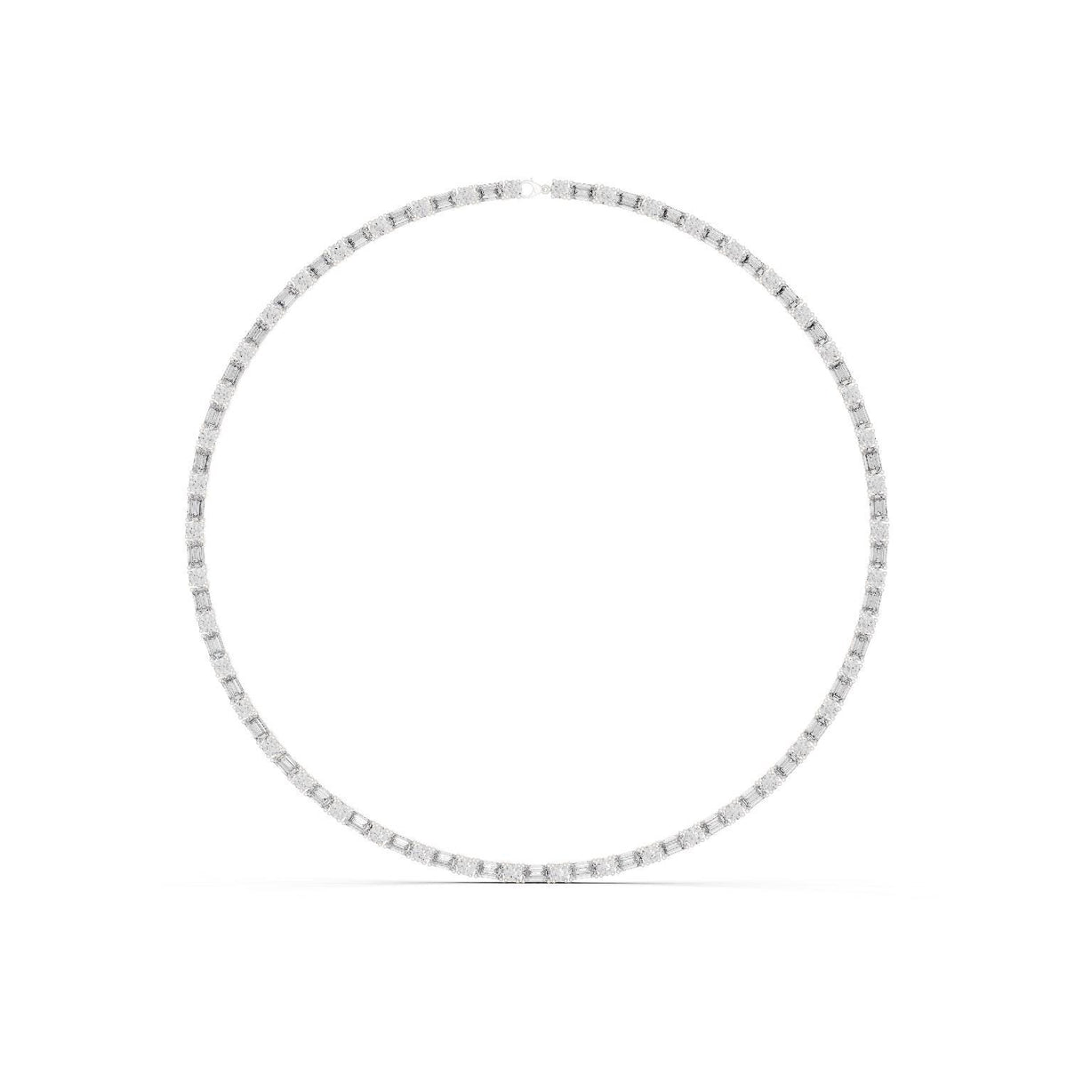 Mixed-Cut Moissanite Tennis Necklace – 925 Sterling Silver, 18K Gold Vermeil