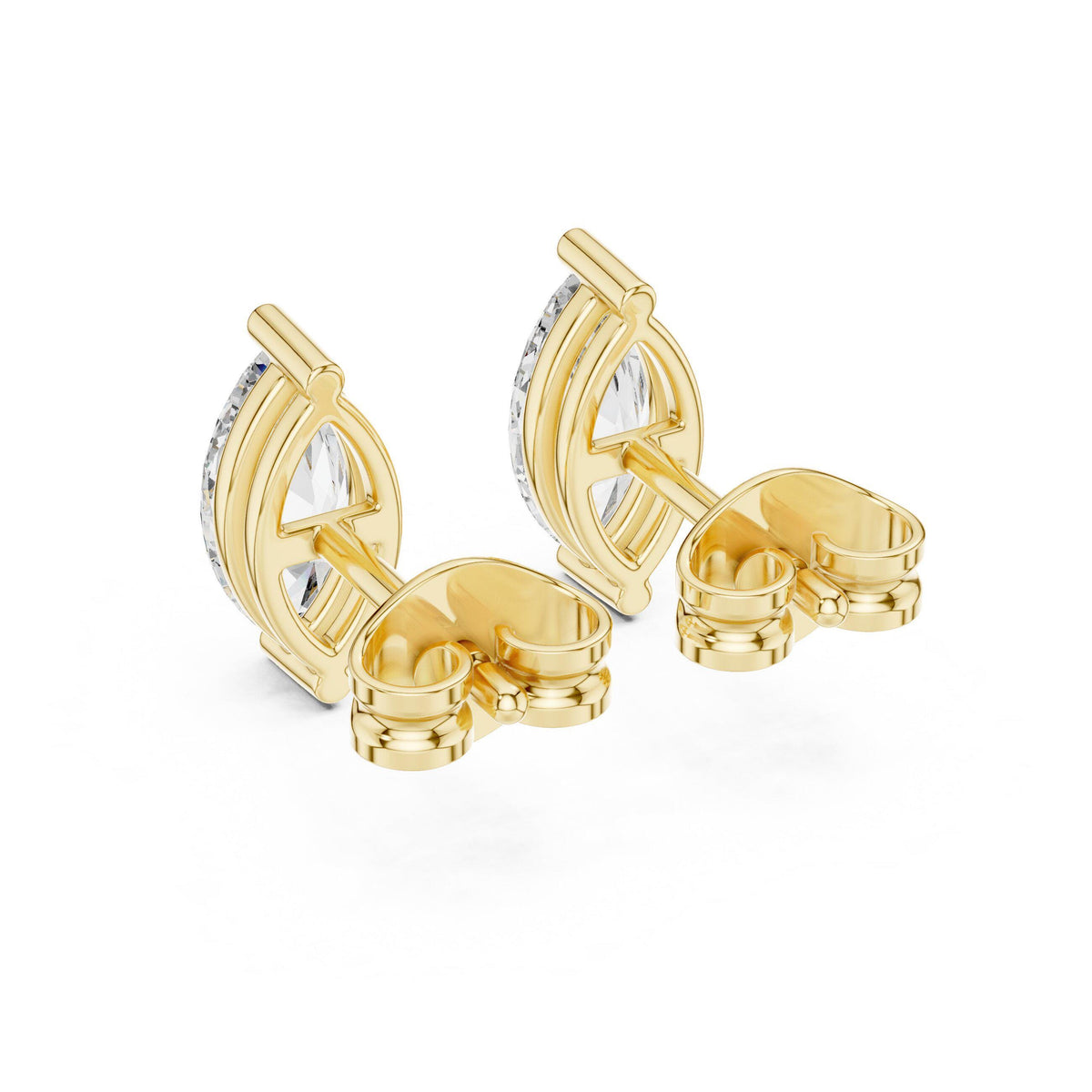 Marquise Moissanite Solitaire Stud Earrings – 925 Sterling Silver, 18K Gold Vermeil
