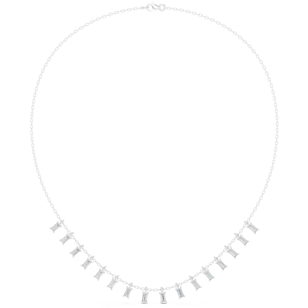 Baguette Moissanite Fringe Necklace – 925 Sterling Silver, 18K Gold Vermeil