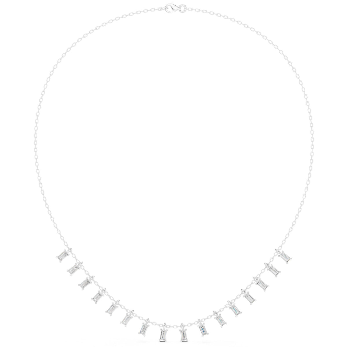 Baguette Moissanite Fringe Necklace – 925 Sterling Silver, 18K Gold Vermeil