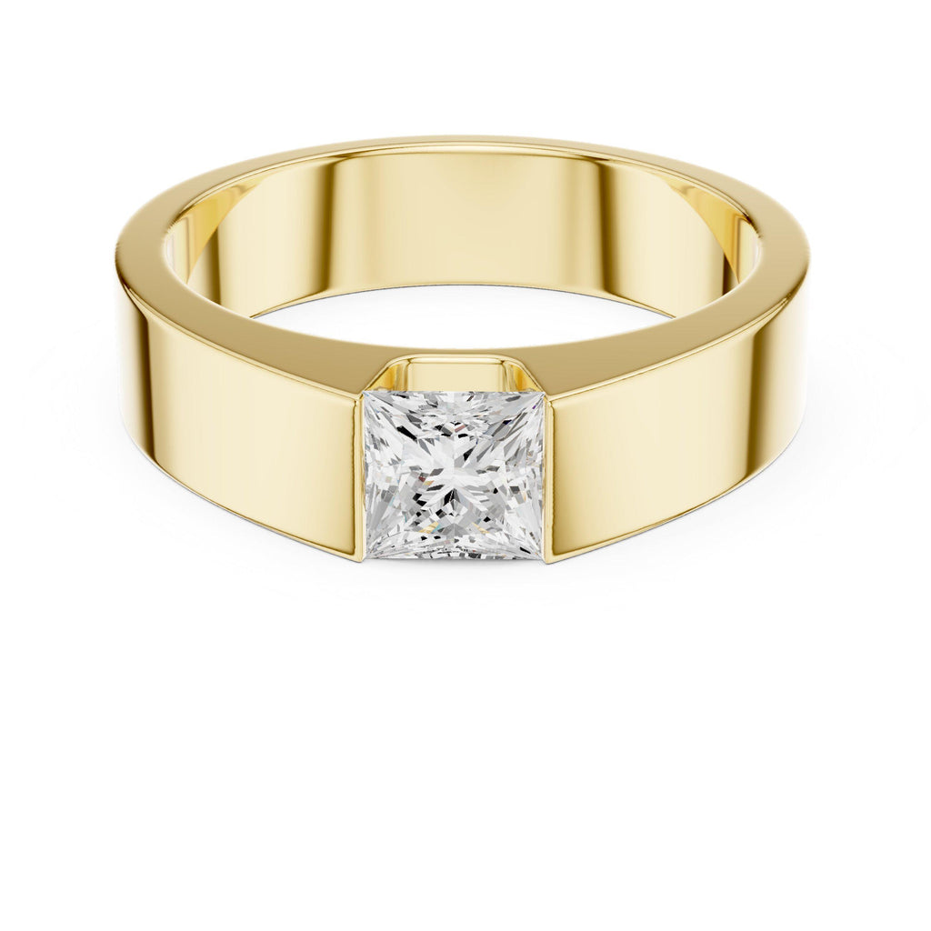 Men's 5.5mm Princess-Cut Moissanite Ring – 925 Sterling Silver, 18K Gold Vermeil