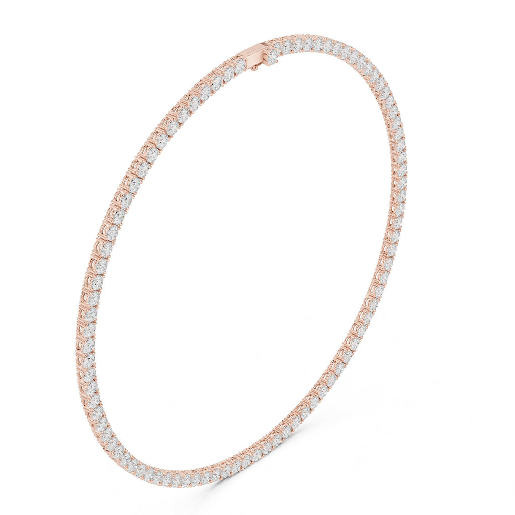 4mm Round Moissanite Tennis Necklace – 925 Sterling Silver, 18K Gold Vermeil
