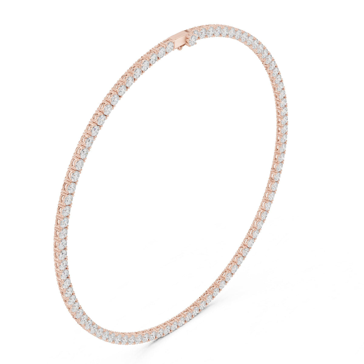 4mm Round Moissanite Tennis Necklace – 925 Sterling Silver, 18K Gold Vermeil
