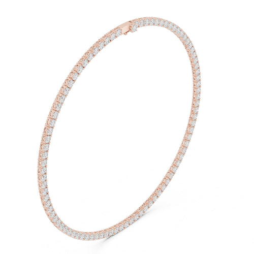 4mm Round Moissanite Tennis Necklace – 925 Sterling Silver, 18K Gold Vermeil