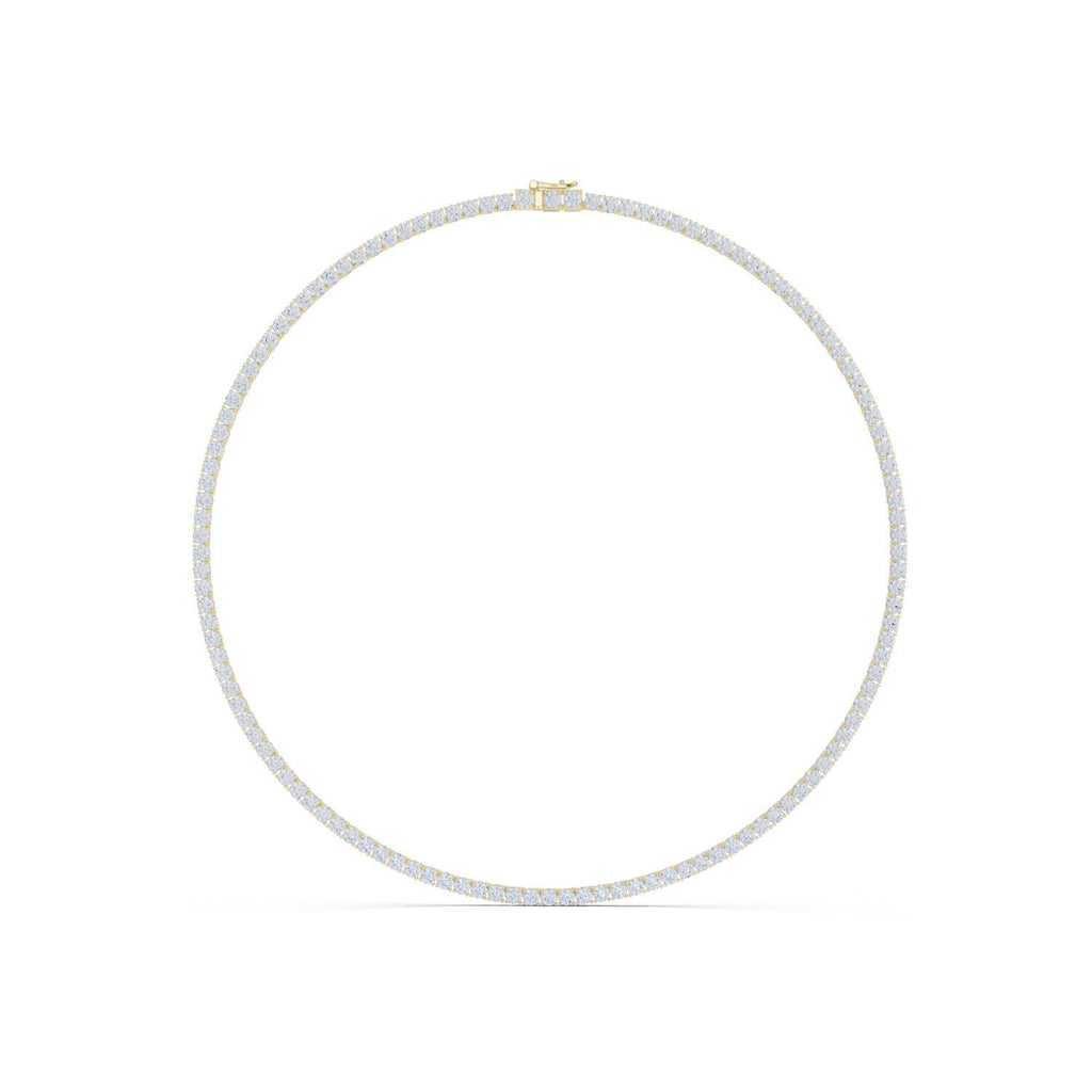 Classic Round Moissanite Tennis Necklace – 925 Sterling Silver, 18K Gold Vermeil