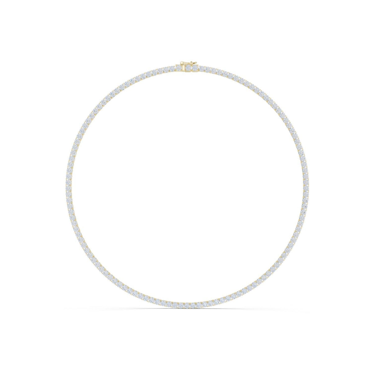 Classic Round Moissanite Tennis Necklace – 925 Sterling Silver, 18K Gold Vermeil