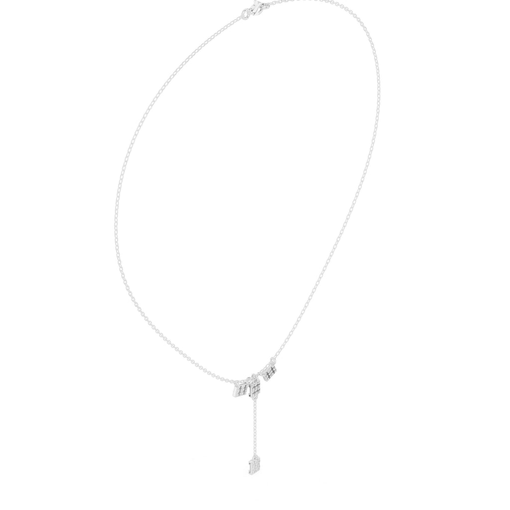 Baguette Moissanite Lariat Necklace – 925 Sterling Silver, 18K Gold Vermeil