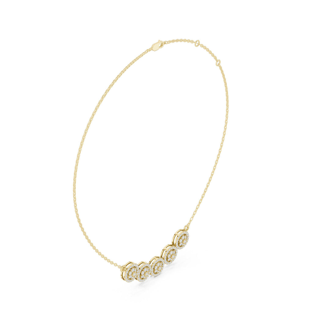 Moissanite Cluster Halo Trio Mangalsutra Necklace – 925 Sterling Silver, 18K Gold Vermeil