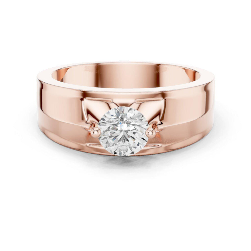 Men's Round Moissanite Ring with Winged Setting – 925 Sterling Silver, 18K Gold Vermeil