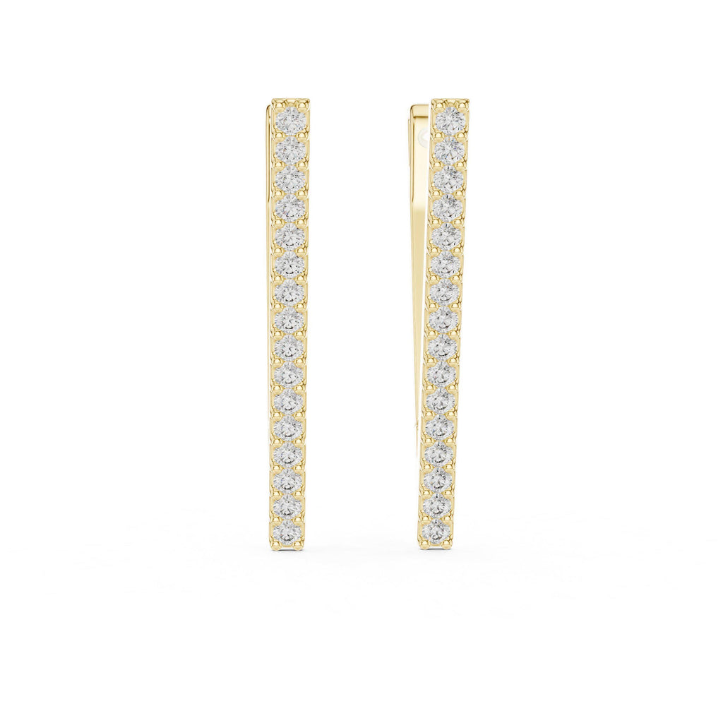 Moissanite Pavé Triangle Hoop Earrings – 925 Sterling Silver, 18K Gold Vermeil