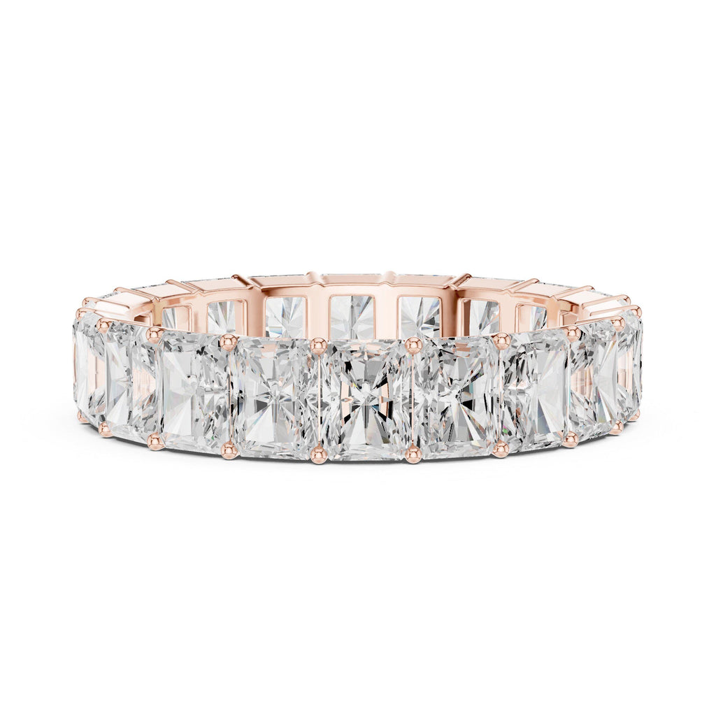 Men's Emerald-Cut Moissanite Eternity Band – 925 Sterling Silver, 18K Gold Vermeil