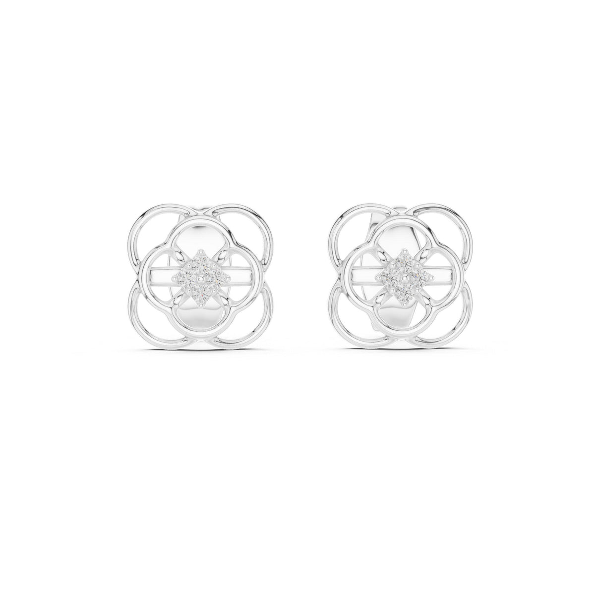Moissanite Interlocking Loop Stud Earrings – 925 Sterling Silver, 18K Gold Vermeil