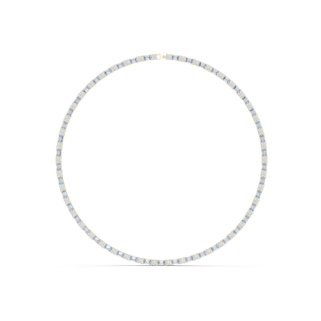 Mixed-Cut Moissanite Tennis Necklace – 925 Sterling Silver, 18K Gold Vermeil