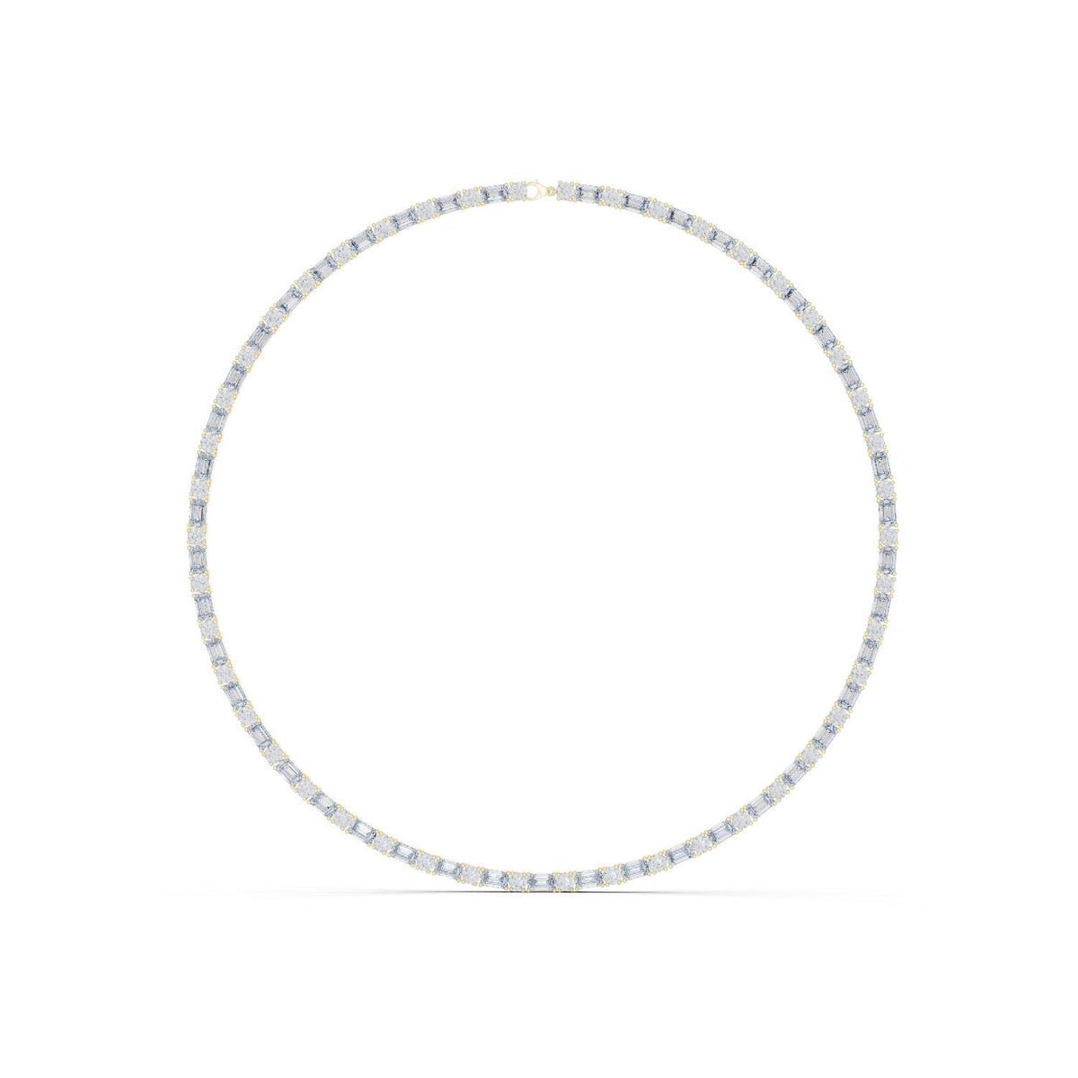 Mixed-Cut Moissanite Tennis Necklace – 925 Sterling Silver, 18K Gold Vermeil