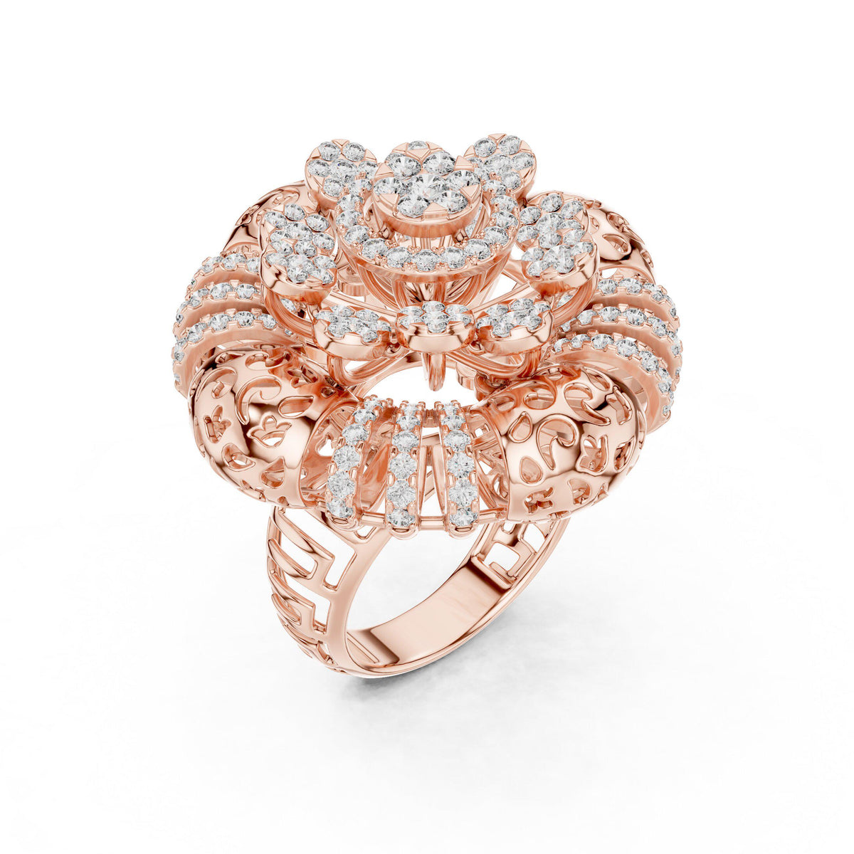 Moissanite Crown Cocktail Ring – 925 Sterling Silver, 18K Gold Vermeil