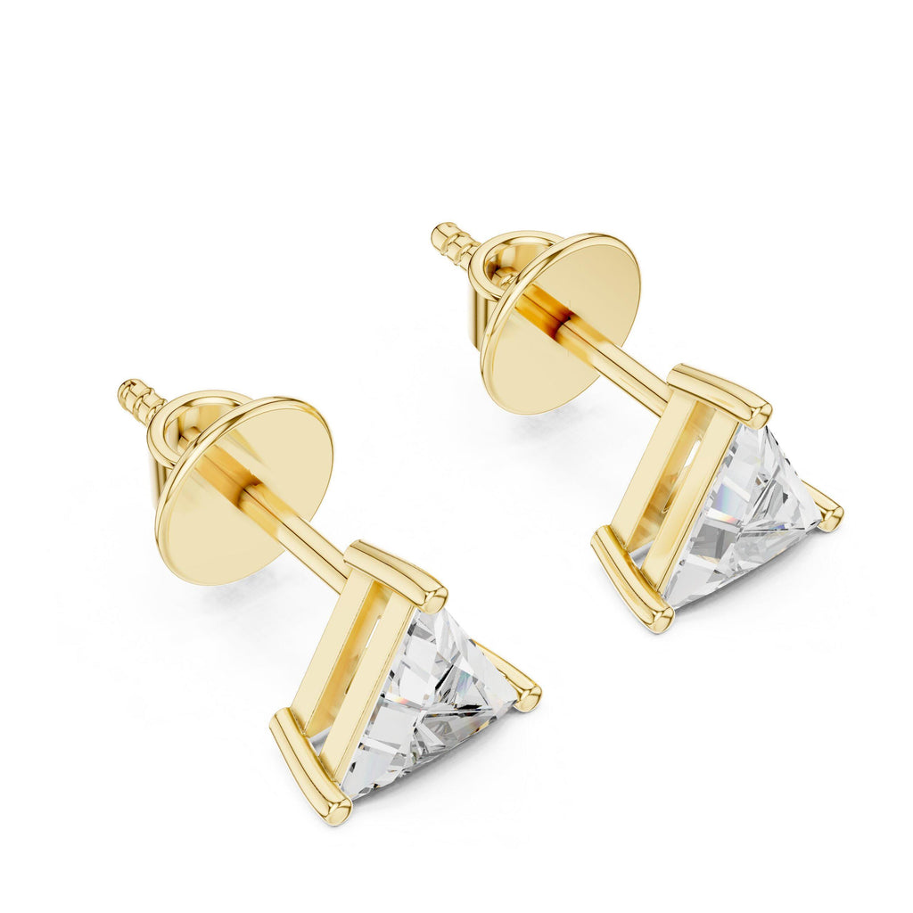 Trillion Moissanite Stud Earrings – 925 Sterling Silver, 18K Gold Vermeil