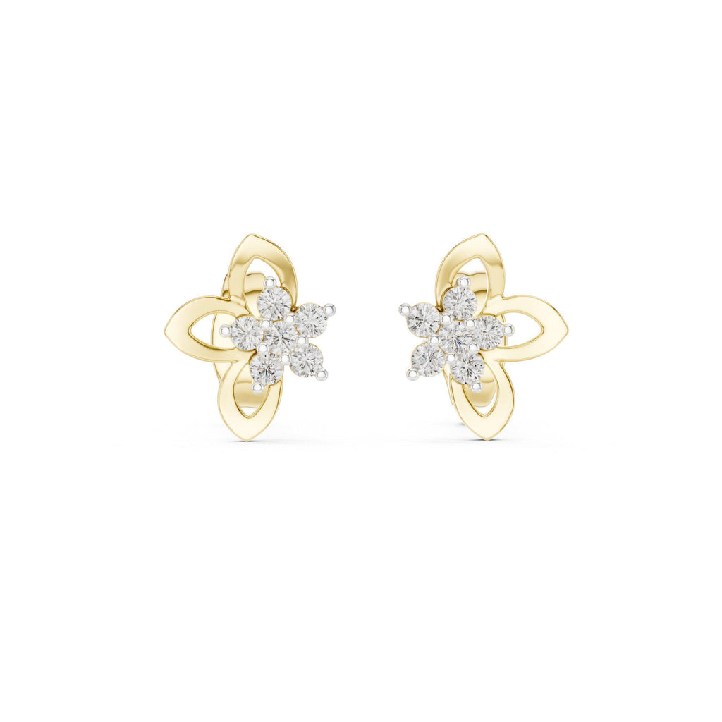 Moissanite Flower Bloom Stud Earrings – 925 Sterling Silver, 18K Gold Vermeil