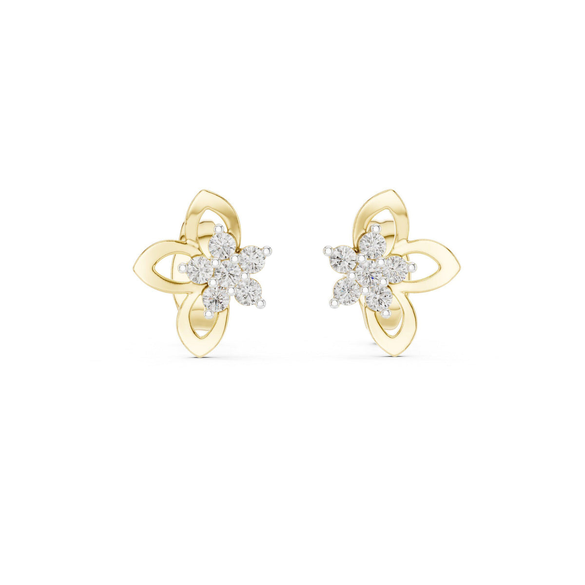 Moissanite Flower Bloom Stud Earrings – 925 Sterling Silver, 18K Gold Vermeil