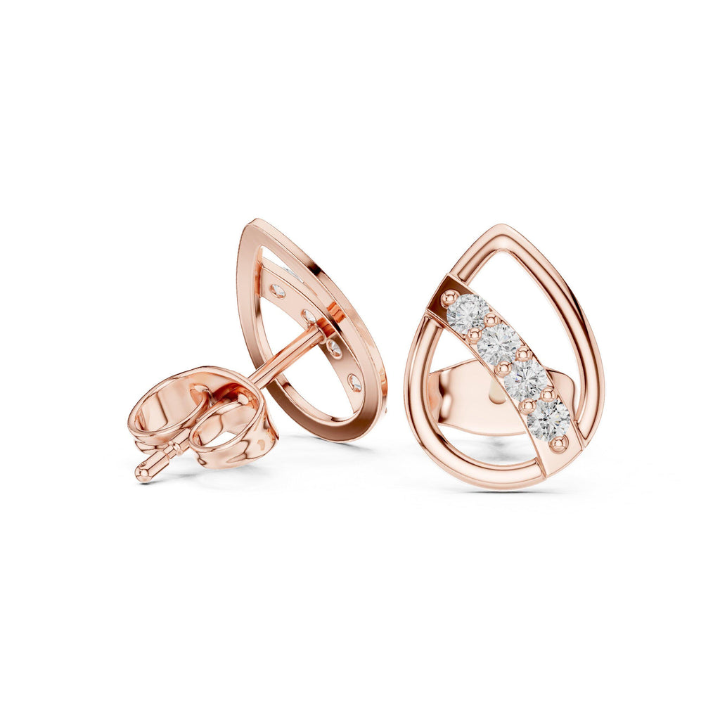 Moissanite Open Teardrop Stud Earrings – 925 Sterling Silver, 18K Gold Vermeil
