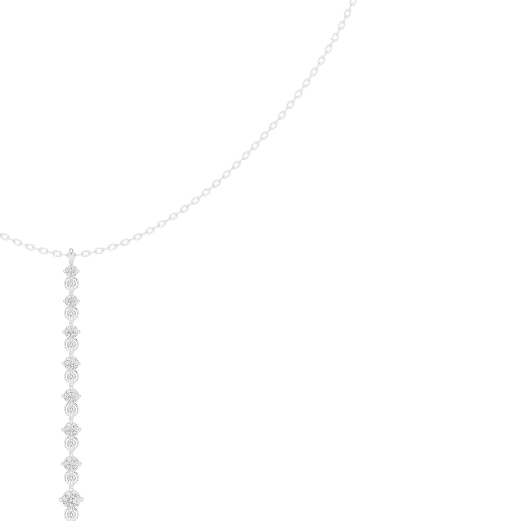 Moissanite Linear Drop Lariat Necklace – 925 Sterling Silver, 18K Gold Vermeil