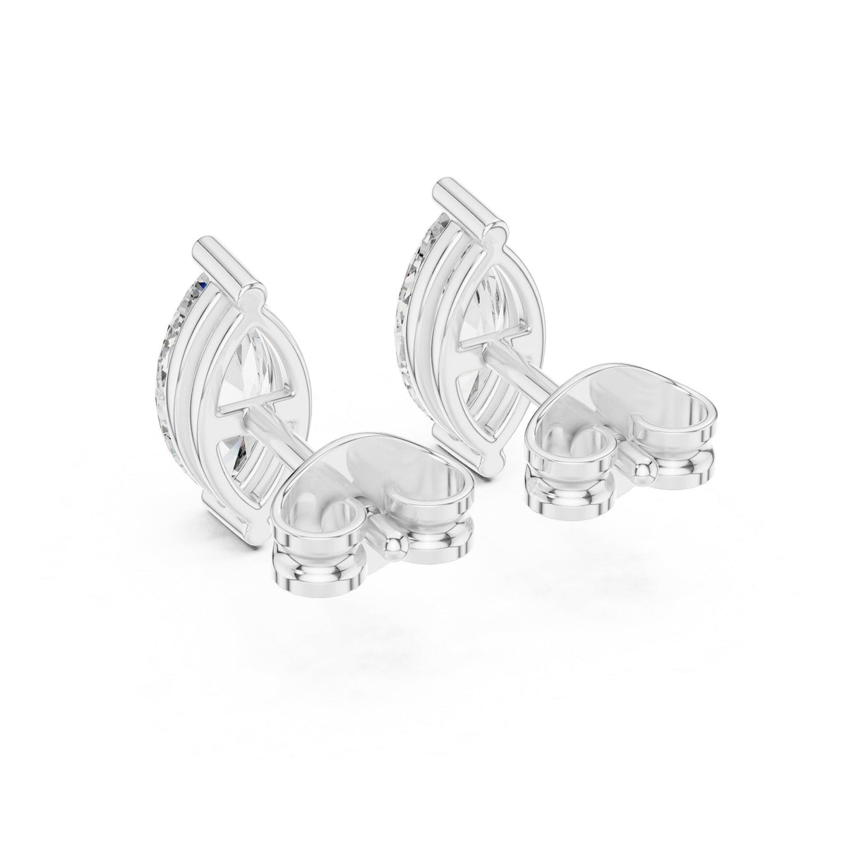 Marquise Moissanite Solitaire Stud Earrings – 925 Sterling Silver, 18K Gold Vermeil