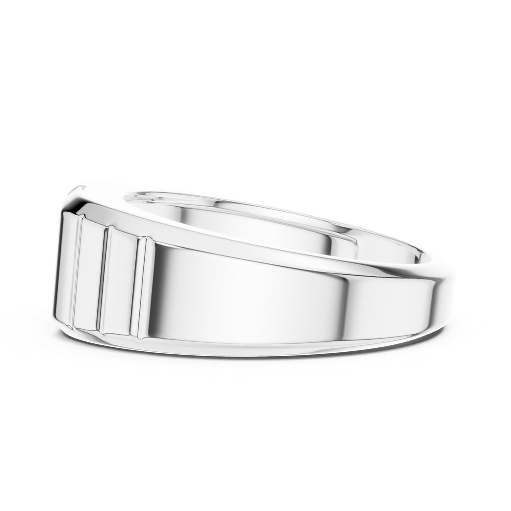 Men's Emerald-Cut Moissanite Ring, Ribbed Band – 925 Sterling Silver, 18K Gold Vermeil