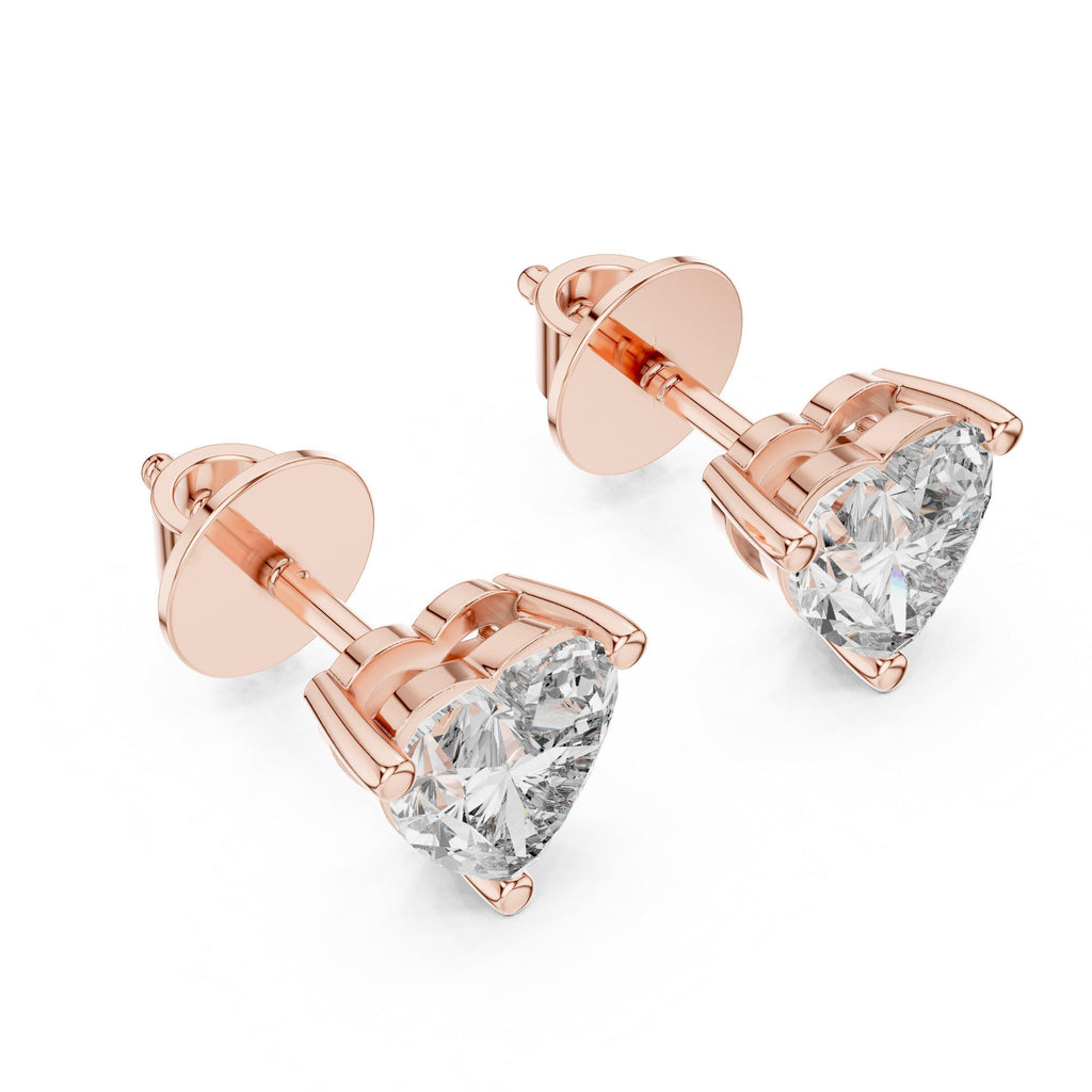 Heart Moissanite Stud Earrings – 925 Sterling Silver, 18K Gold Vermeil