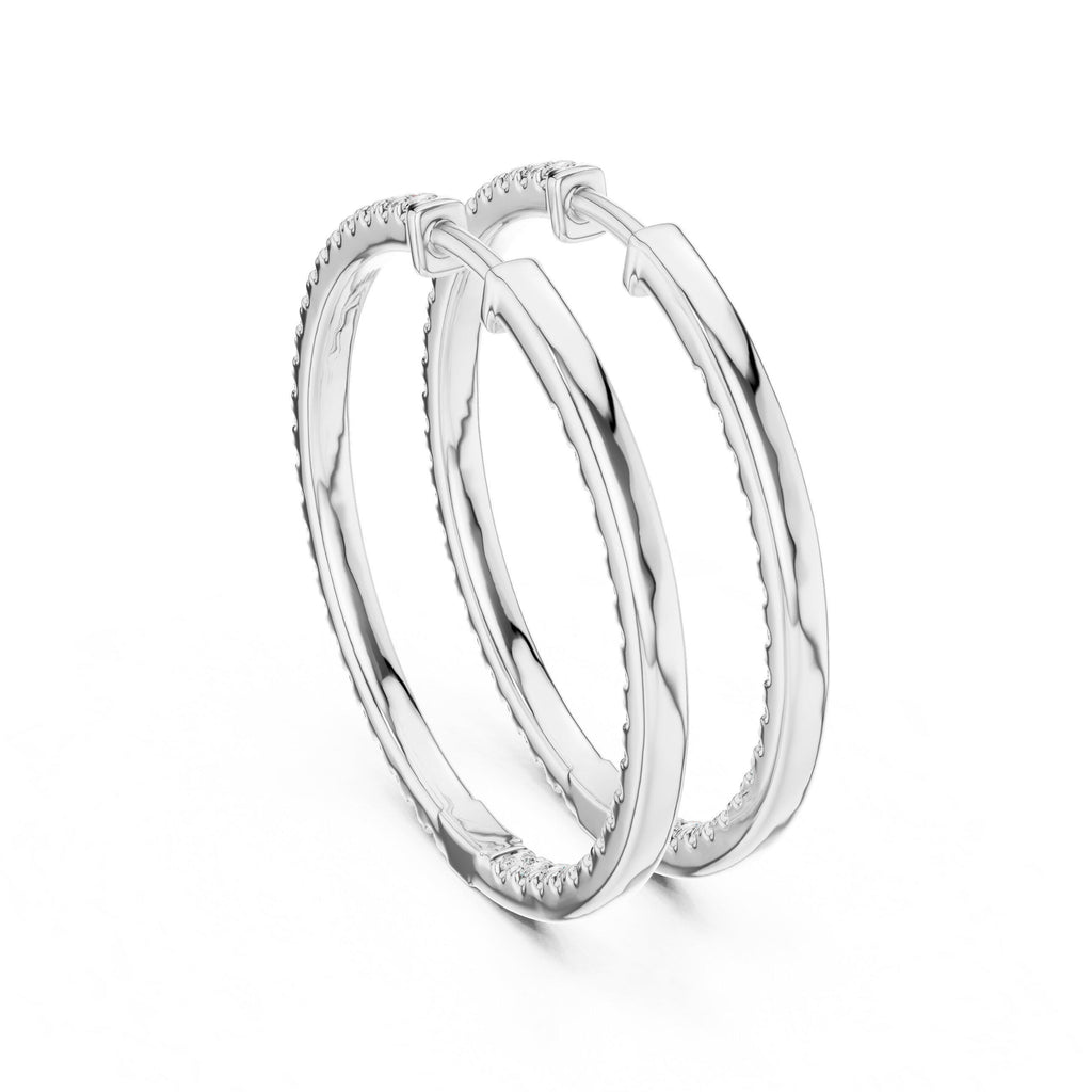 Moissanite Inside-Out Pavé Hoop Earrings – 925 Sterling Silver, 18K Gold Vermeil