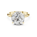 Round Moissanite Solitaire Ring with Slim Band and Hidden Halo – 925 Sterling Silver, 18K Gold Vermeil