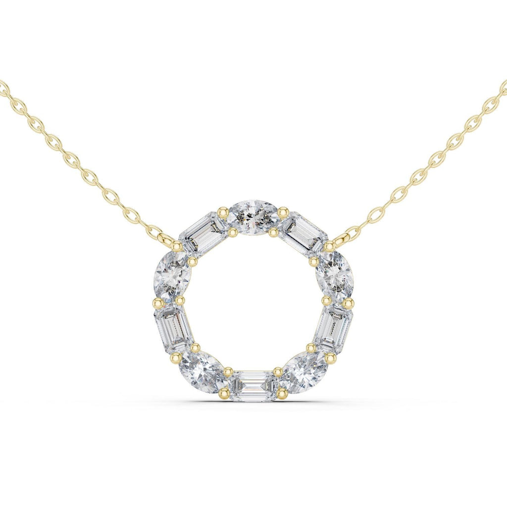 Moissanite Eternity Circle Necklace – 925 Sterling Silver, 18K Gold Vermeil