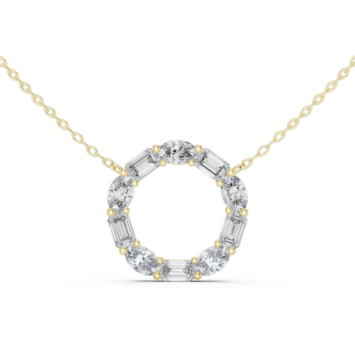 Moissanite Eternity Circle Necklace – 925 Sterling Silver, 18K Gold Vermeil