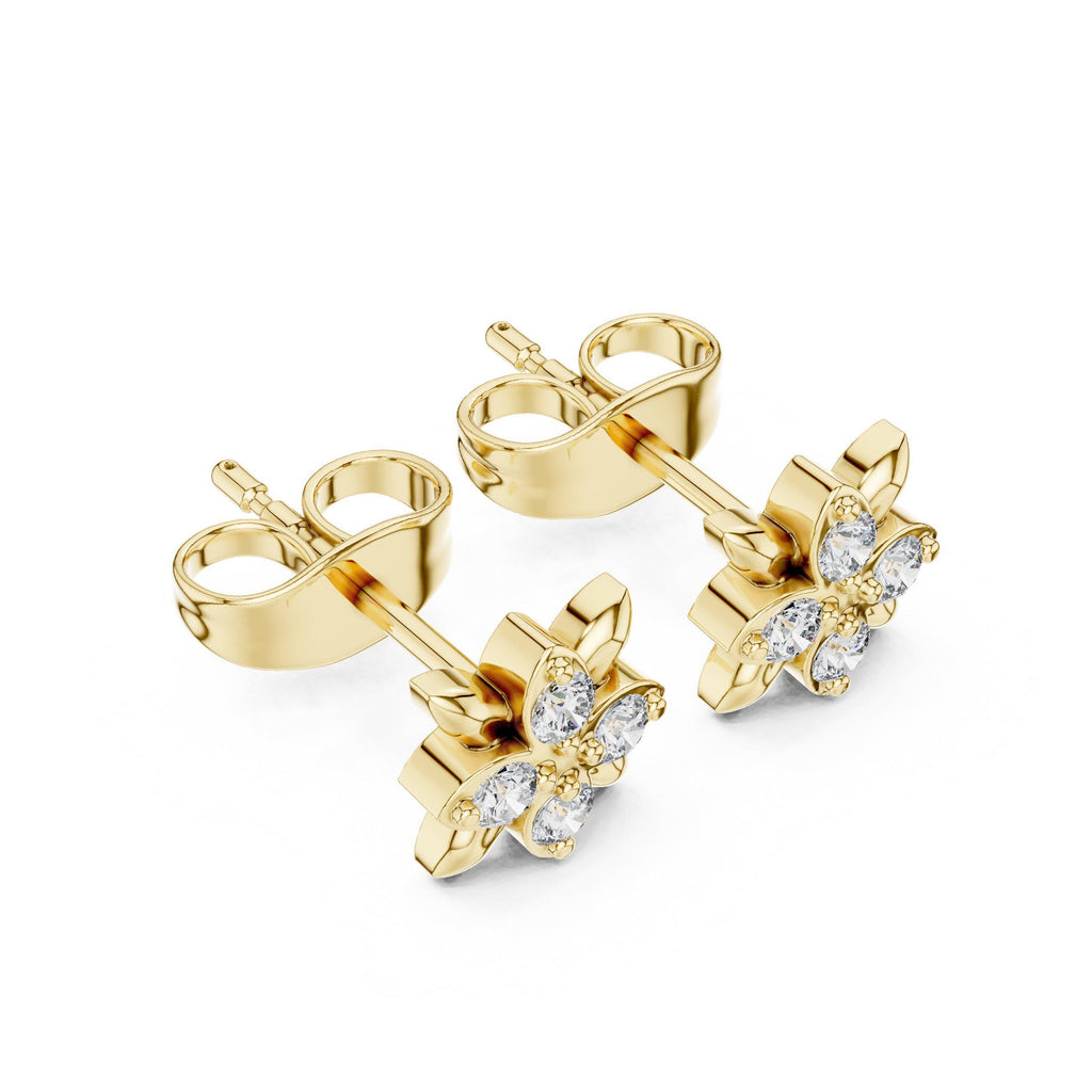 Moissanite Flower Star Stud Earrings – 925 Sterling Silver, 18K Gold Vermeil
