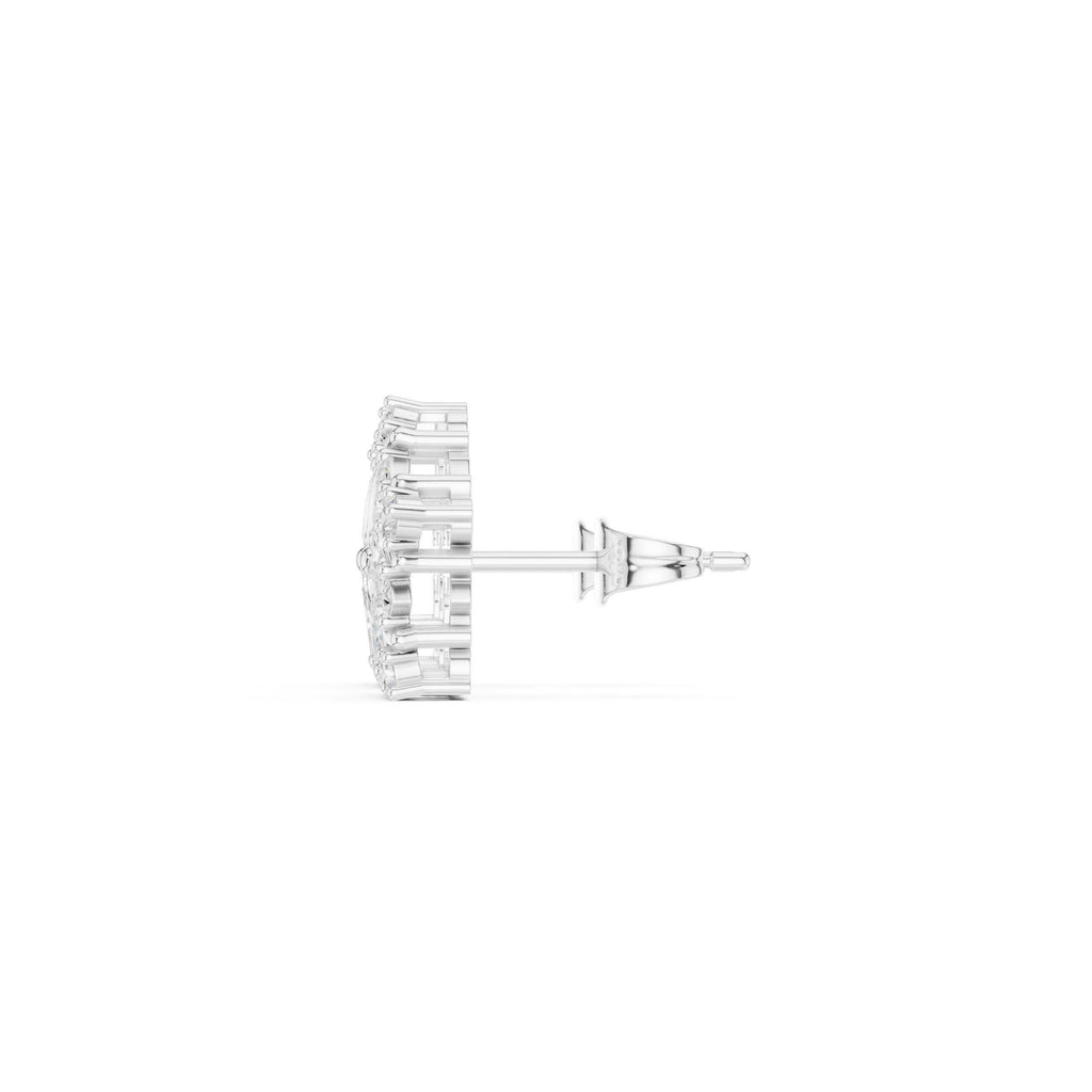 Moissanite Pentagon Flower Stud Earrings – 925 Sterling Silver, 18K Gold Vermeil