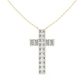 Baguette Moissanite Cross Pendant Necklace – 925 Sterling Silver, 18K Gold Vermeil