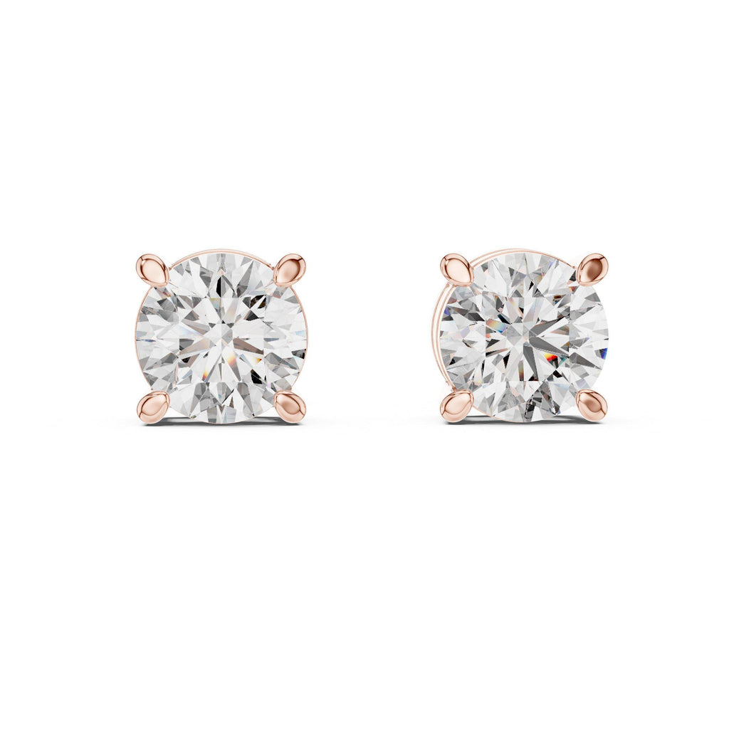 7mm Round Moissanite Four-Prong Stud Earrings – 925 Sterling Silver, 18K Gold Vermeil